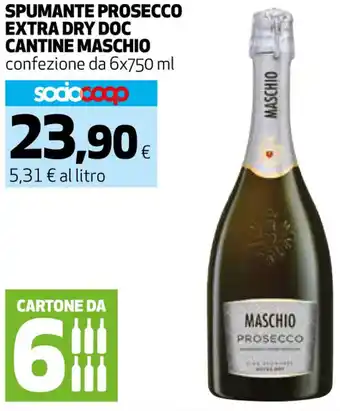 Coop SPUMANTE PROSECCO EXTRA DRY DOC CANTINE MASCHIO confezione da 6x750 ml offerta