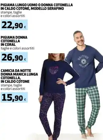 Coop PIGIAMA LUNGO UOMO O DONNA COTONELLA IN CALDO COTONE, MODELLO SERAFINO offerta