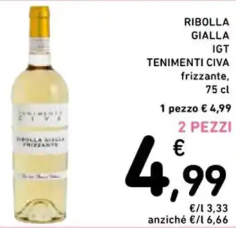 Spazio Conad RIBOLLA GIALLA IGT TENIMENTI CIVA frizzante, 75 cl offerta