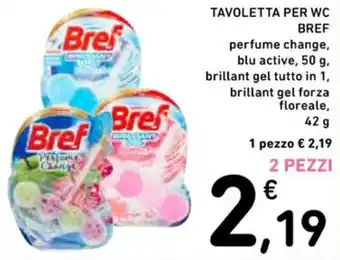 Spazio Conad TAVOLETTA PER WC BREF perfume change, blu active, 50 g offerta