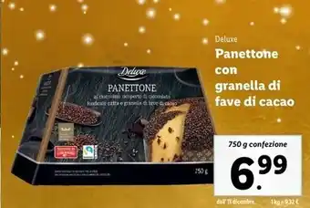 Deluxe panettohe con granella di fave di cacao