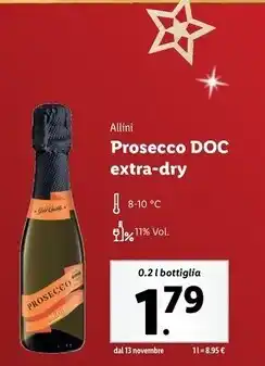 Lidl Allini prosecco doc extra dry offerta