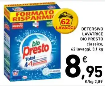Spazio Conad DETERSIVO LAVATRICE BIO PRESTO classico, 62 lavaggi, 3,1 kg offerta