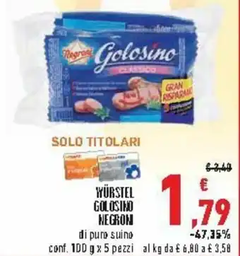 Conad City Negroni Würstel Golosino 100g x 5 pezzi offerta
