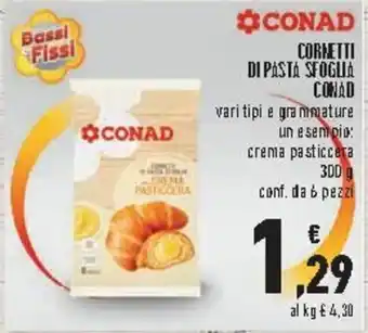 Conad City Conad Cornetti di Pasta Sfoglia 300g 6pz offerta