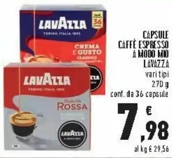 Conad City Lavazza Capsule Caffè Espresso A Modo Mio 36 capsule 270g offerta