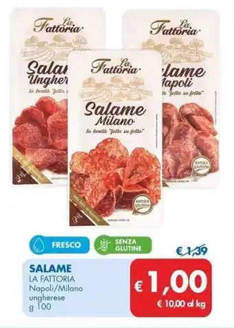 MD Discount SALAME LA FATTORIA Napoli/Milano ungherese g 100 offerta