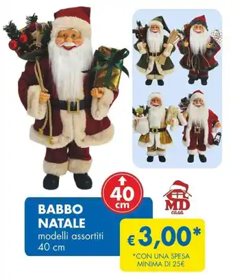 MD Discount BABBO NATALE modelli assortiti 40 cm offerta