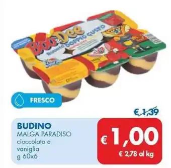 MD Discount BUDINO  MALGA PARADISO cioccolato e vaniglia g 60x6 offerta