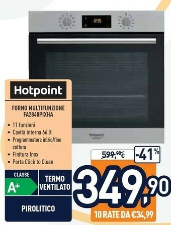 Unieuro Hotpoint Hotpoint FA2 840 P IX HA forno Forno elettrico 66 L Acciaio inossidabile A+ offerta