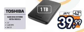 Unieuro Toshiba Hard Disk Esterno HDTB410EK3CA offerta