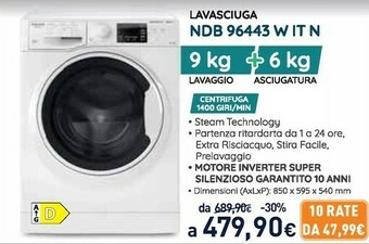 Unieuro Hotpoint NDB 96443 W IT N Lavasciuga Libera Installazione Caricamento Frontale Bianco D offerta