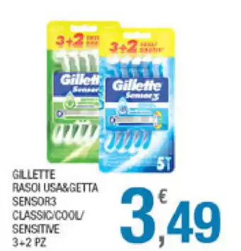 Splendidi e Splendenti Gillette Rasoi Usa & Getta Sensor3 Classici/Cool/Sensitive 3+2pz offerta
