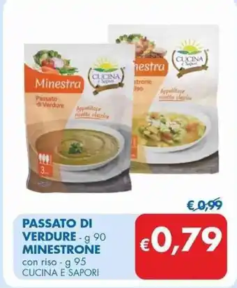 MD Discount PASSATO DI VERDURE - g 90 MINESTRONE con riso - g 95 CUCINA E SAPORI offerta