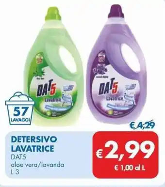 MD Discount DETERSIVO LAVATRICE DAT5 aloe vera/lavanda L 3 offerta