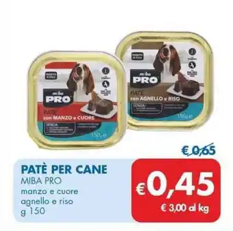 PATÈ PER CANE MIBA PRO manzo e cuore agnello e riso g 150