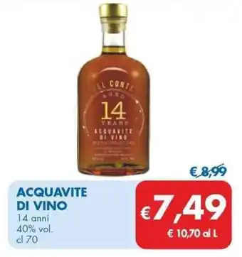MD Discount ACQUAVITE DI VINO 14 anni 40% vol. cl 70 offerta