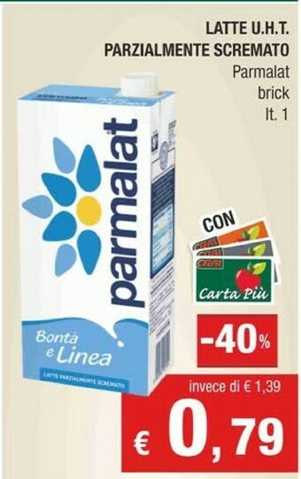 Crai Parmalat Bontà E Linea Latte Parzialmente Scremato 1000 G(ml) offerta