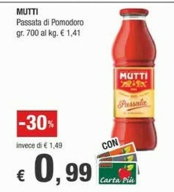 Crai Mutti Passata Di Pomodoro 700 G(ml) offerta