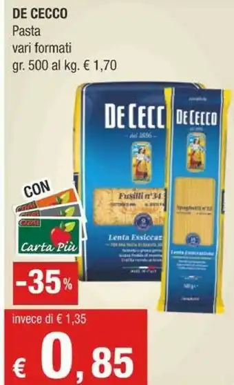 Crai De Cecco Fusilli N°34 500 G(ml) offerta