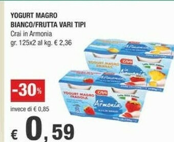 Crai Crai - Yogurt Magro Bianco 250 G(ml) offerta