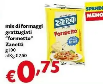 Pam Zanetti Formetto Formaggio Grattugiato Fresco offerta