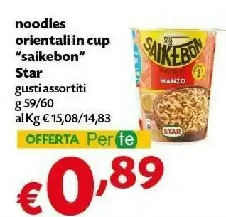 Pam Star Noodles Orientali In Cup Saikebon offerta