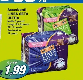 Lines Seta Ultra Assorbenti Notte 8 Pezzi
