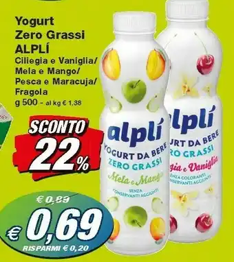 Prix Quality Alplì Yogurt Zero Grassi offerta