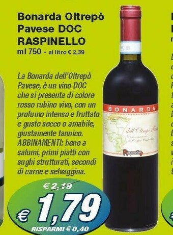 Prix Quality Dell Raspinello Bonardo Oltrepo Pavese Doc offerta