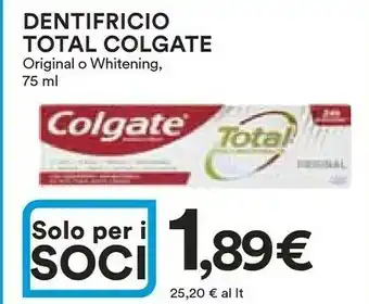 Coop Colgate Dentifricio Total Original O Whitening offerta
