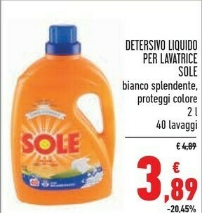 Conad Superstore Sole Detersivo Liquido Per Lavatrice offerta