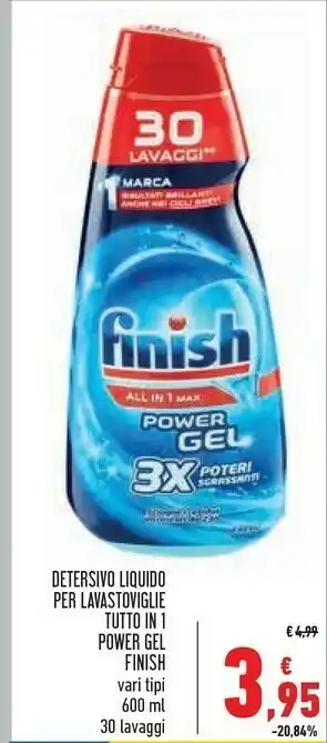 Finish Detersivo Liquido Per Lavastoviglie Tutto In 1 Power Gel