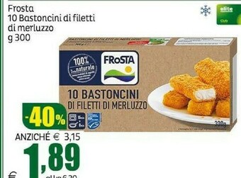 Elite Frosta 10 Bastoncini Di Filetti Di Merluzzo 300 G(ml) offerta