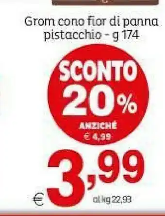 Grom Cono Fior Di Panna Pistacchio