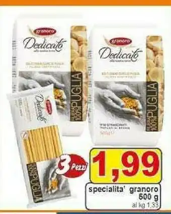 Gros Granoro Dedicato Filiera 100% Puglia Maccheroncini 500 G(ml) offerta