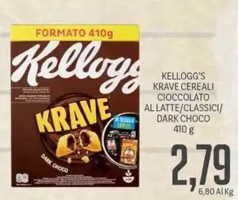 Supermercati Piccolo Kellogg's Krave Cereali Cioccolato Al Latte/Classici/Dark Choco 410 g offerta