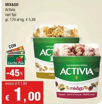 Crai Activia Mix & Go Muesli Semi Di Zucca Mirtilli Rossi 170 G(ml) offerta
