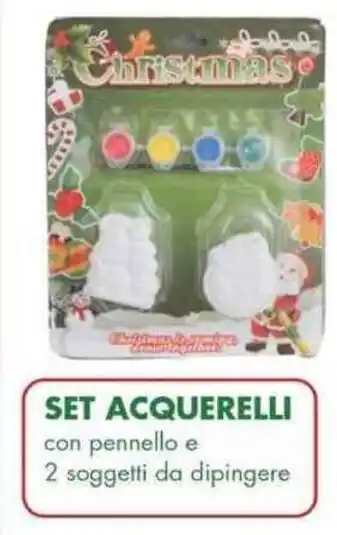 SET ACQUERELLI con pennello e 2 soggetti da dipingere