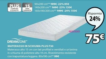 JYSK Dreamzone Materasso In Schiuma Plus F30 offerta