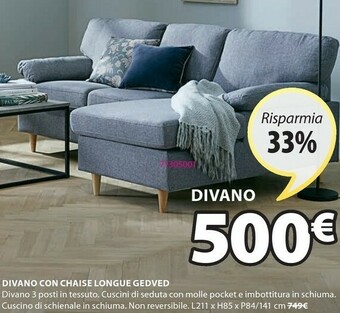 JYSK Divano Con Chaise Longue Gedved offerta