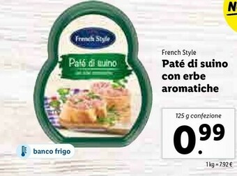Lidl French Style Paté Di Suino Con Erbe Aromatiche offerta