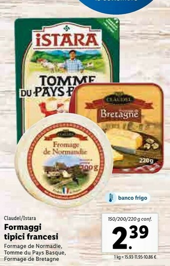 Lidl Claudel Formaggi Tipici Francesi offerta