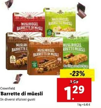 Lidl Crownfield Barrette Di Muesli offerta