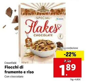 Lidl Crownfield Special Flakes Chocolate 425 G(ml) offerta