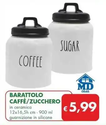 MD Discount BARATTOLO CAFFÈ/ZUCCHERO in ceramica 12x16,5h cm - 900 ml offerta