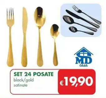MD Discount SET 24 POSATE black/gold satinate offerta