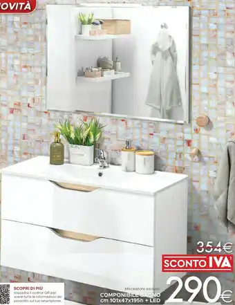 Mondo Convenienza Componibile Bagno Cm 101x47x195h + Led offerta