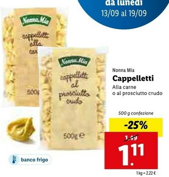 Lidl Nonna mia Cappelletti Alla Carne offerta