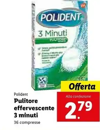 Lidl Polident Pulitore Effervescente 3 Minuti 36 Compresse offerta